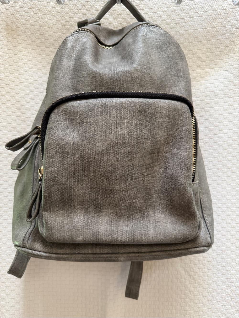 MMS  Gray Vegan Leather Backpack
